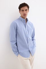 Pedro del Hierro Seersucker striped shirt Blue