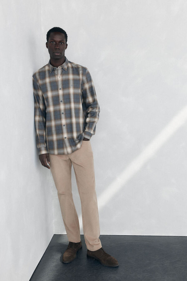 Pedro del Hierro Tencel plaid shirt Grey