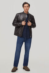 Pedro del Hierro Cazadora piel cuatro bolsillos Marr&oacute;n