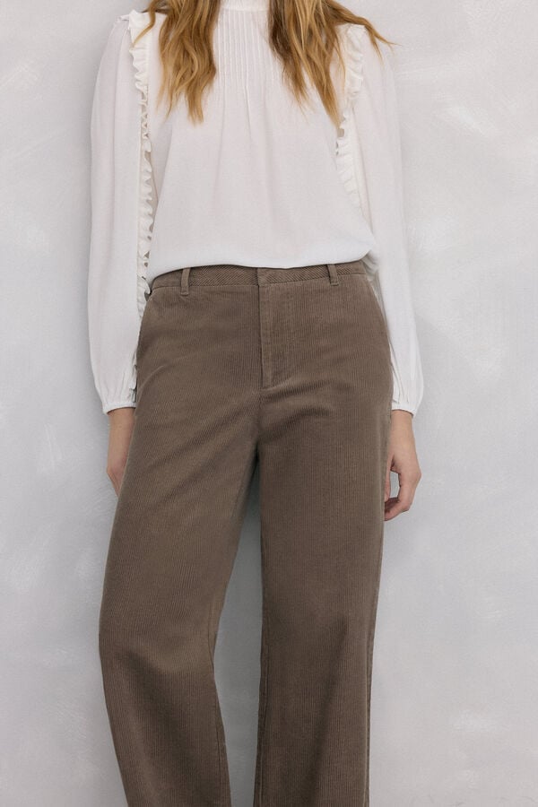 Pedro del Hierro Pantalones pana wide leg classic Marrón