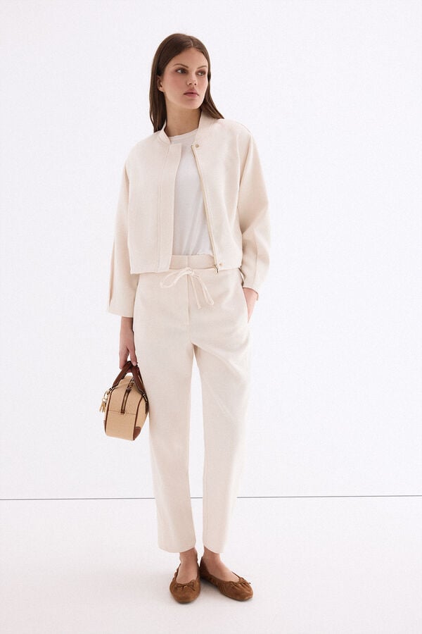 Pedro del Hierro T-shirt with faux leather details White