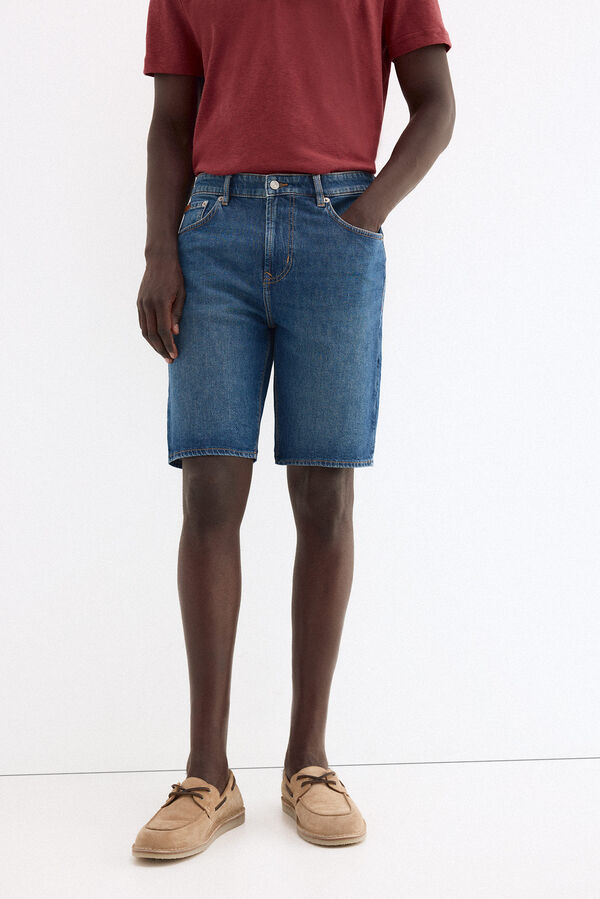 Pedro del Hierro Denim regular Bermuda shorts Blue