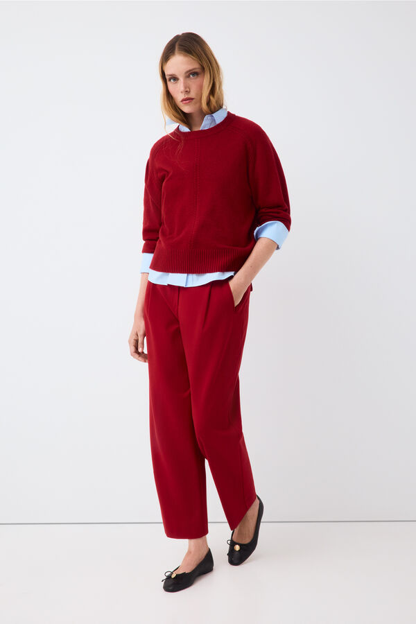 Pedro del Hierro Camisola com costura central e gola remov&iacute;vel Vermelho
