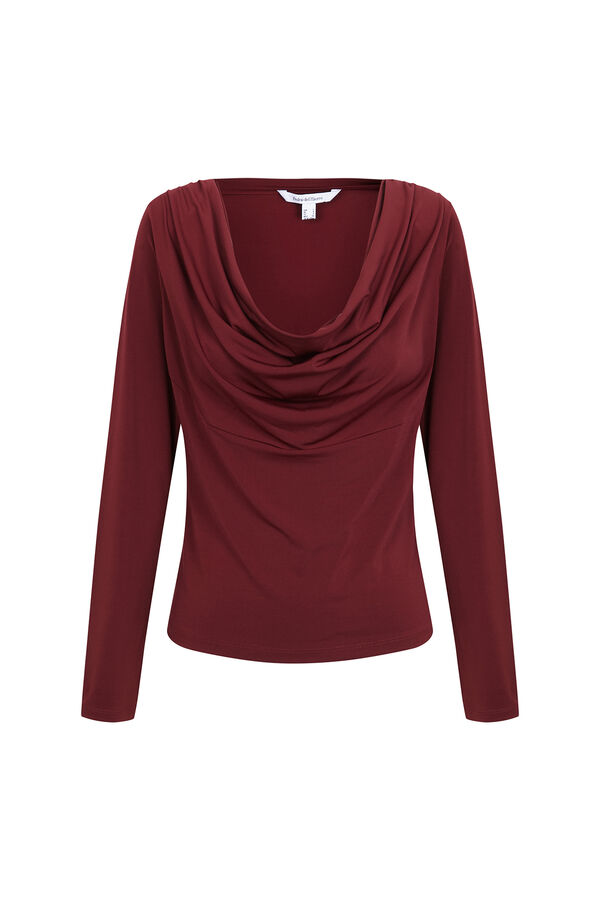 Pedro del Hierro Draped neckline T-shirt Burgundy