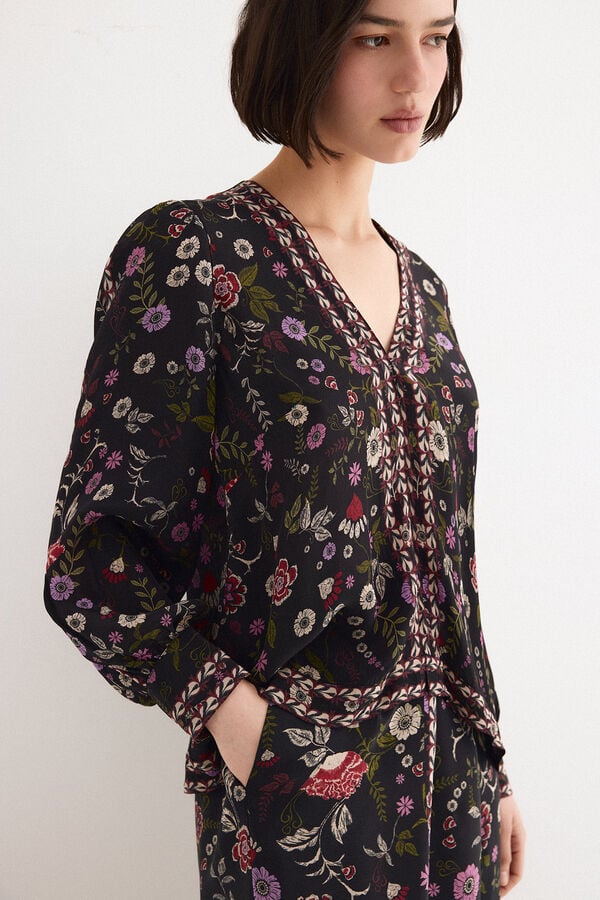 TFP by Tamara Falc&oacute; Border print blouse Black