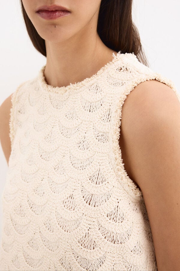 Pedro del Hierro Sleeveless crochet top Beige