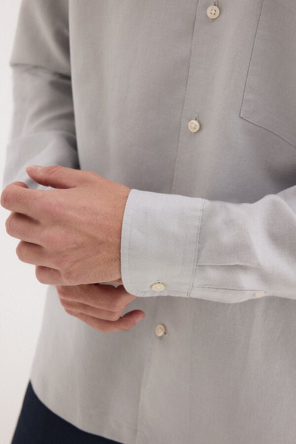 Pedro del Hierro Linen cotton long sleeve shirt Grey