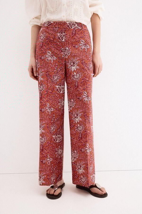 Pedro del Hierro Straight printed trousers Orange