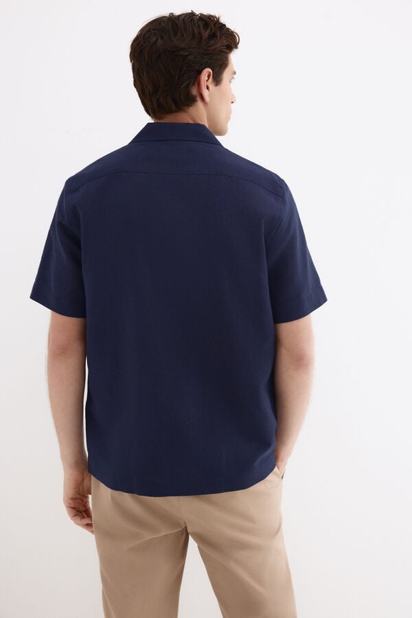 Pedro del Hierro Linen cotton short sleeve shirt Blue