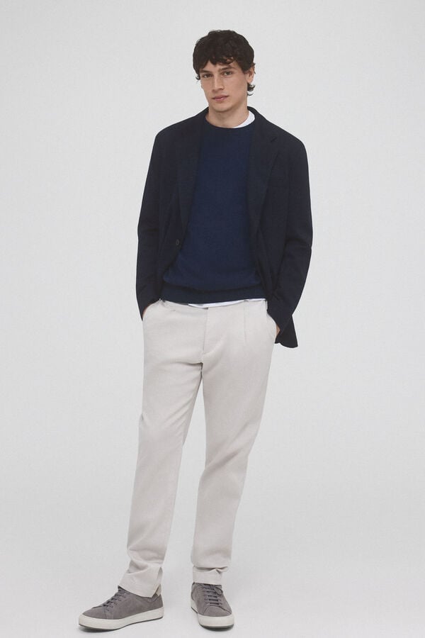 Pedro del Hierro Wool and cashmere round neck jumper Blue