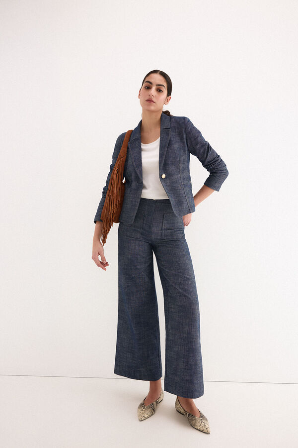 Pedro del Hierro Blazer crop efecto denim Azul