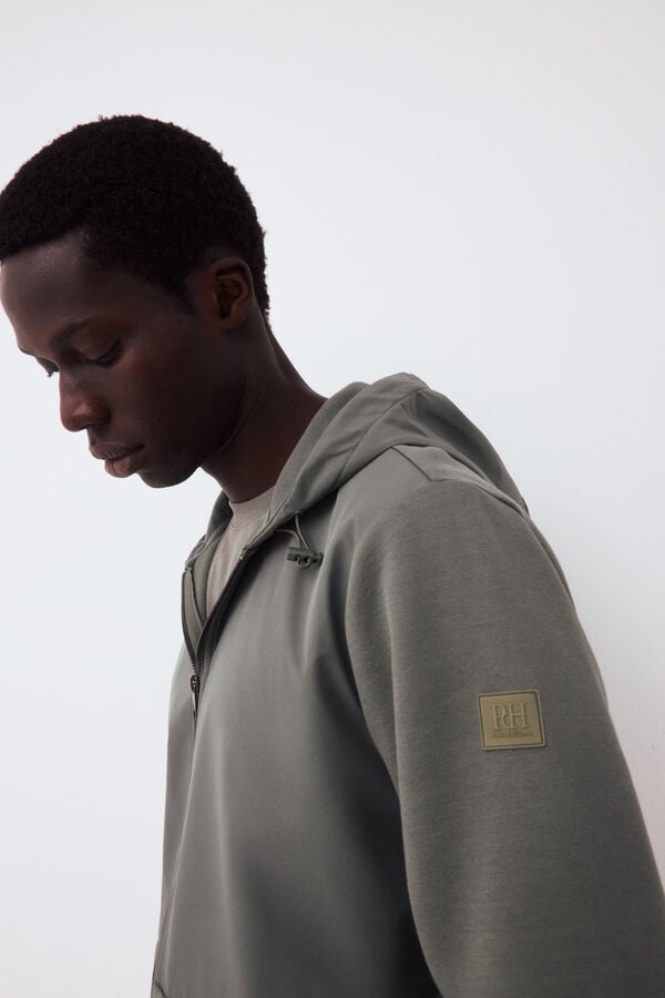 Pedro del Hierro Hooded technical cardigan Green