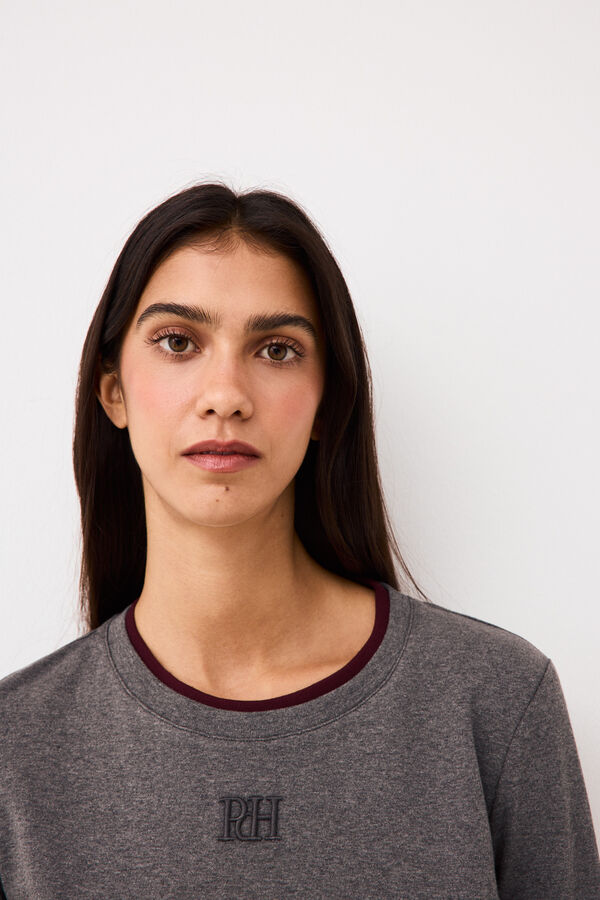 Pedro del Hierro Two-tone double neck T-shirt Grey