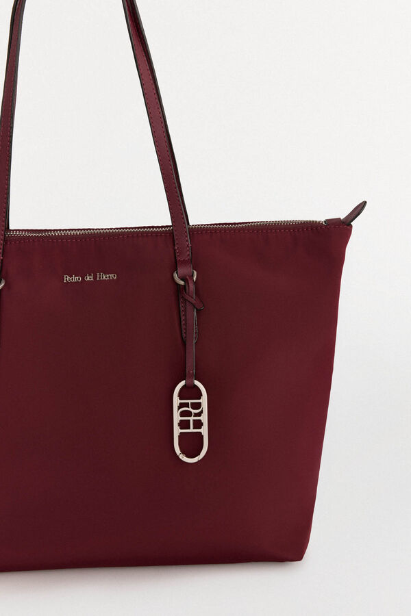 Pedro del Hierro Nylon shopper bag with zip fastening Burgundy