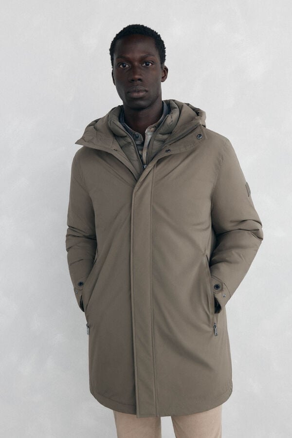 Pedro del Hierro Parka curta capuz Beige