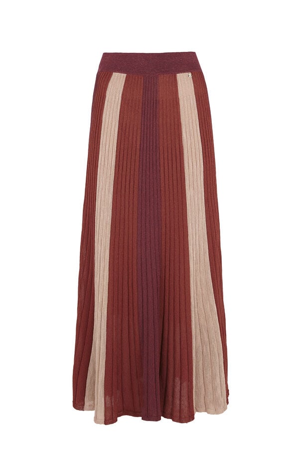 Pedro del Hierro Saia de malha plissada lurex tricolor Bordeaux