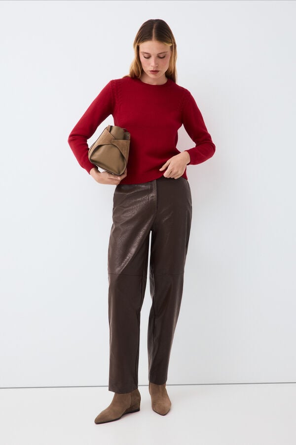 Pedro del Hierro Cross-knit detail jumper Red