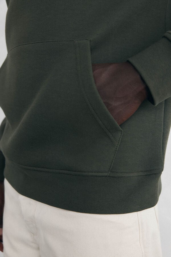 Pedro del Hierro Technical fabric zip-neck sweatshirt Green