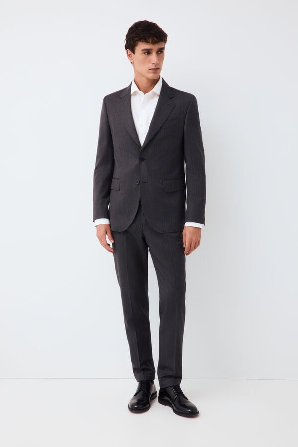 Pedro del Hierro Herringbone high-waisted slim fit tailored trousers Grey