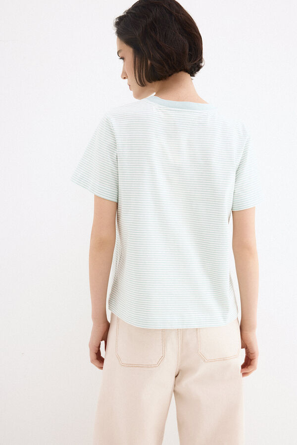 Pedro del Hierro Striped short sleeve T-shirt Turquoise