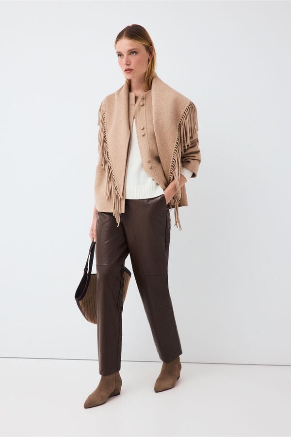Pedro del Hierro Double-faced short coat Beige