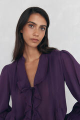 Pedro del Hierro Blusa romantica volante Morado