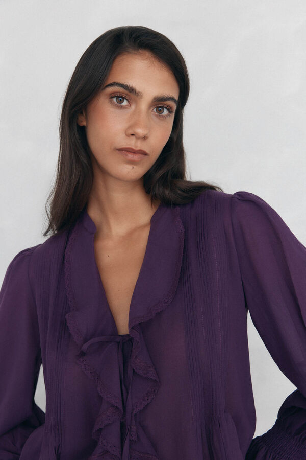 Pedro del Hierro Blusa romantica volante Morado