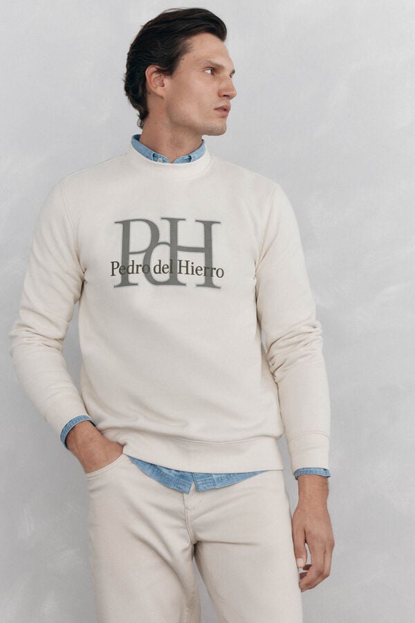 Pedro del Hierro Sweatshirt logo gola caixa Beige