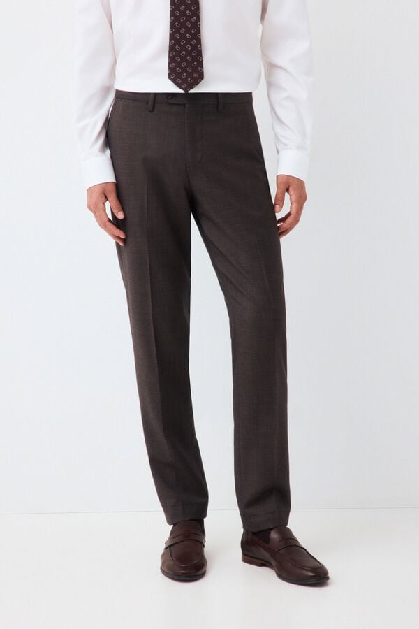 Pedro del Hierro Tailored high-waisted serge trousers Brown