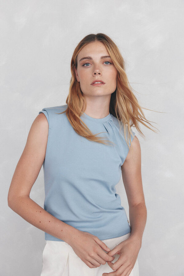 Pedro del Hierro Plain short sleeve T-shirt Blue