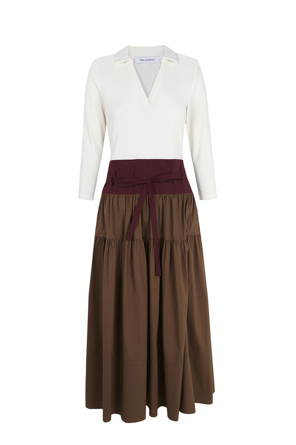 Pedro del Hierro Combined three-quarter sleeve dress Brown