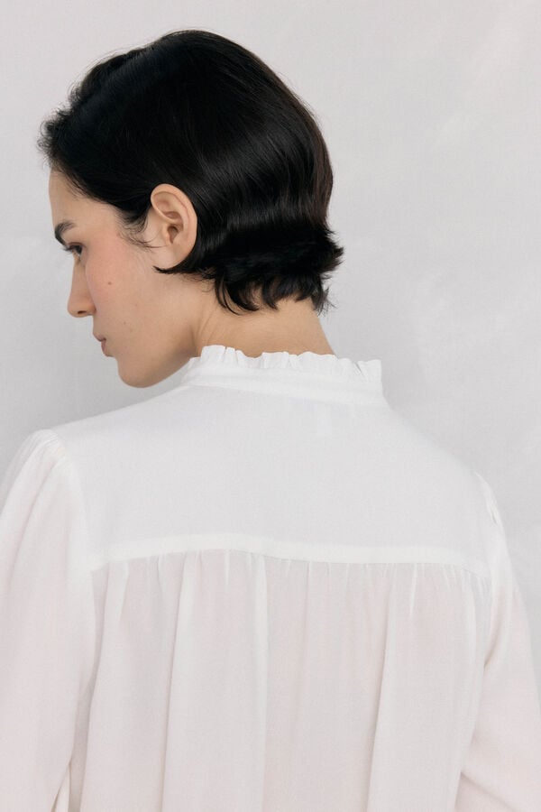 Pedro del Hierro Blusa de chiffon com renda Branco