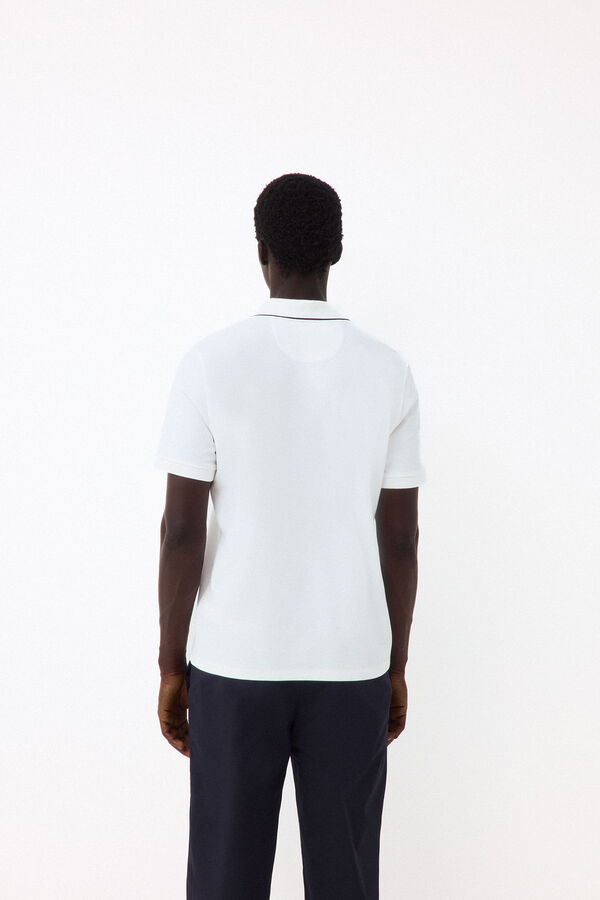 Pedro del Hierro Structured open neck polo shirt White