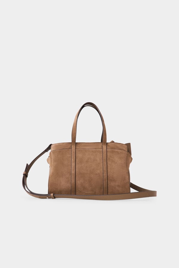 Pedro del Hierro Mala tote bag em camur&ccedil;a com al&ccedil;a dupla Marrom