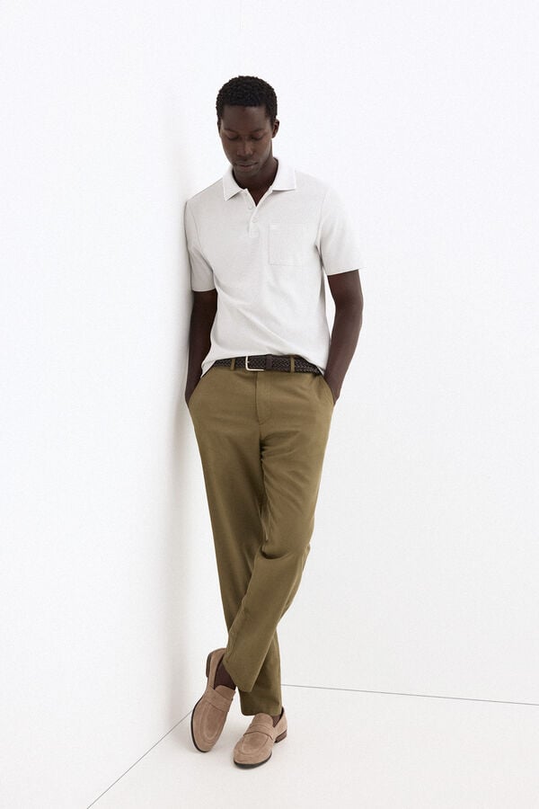 Pedro del Hierro Textured polo shirt Grey