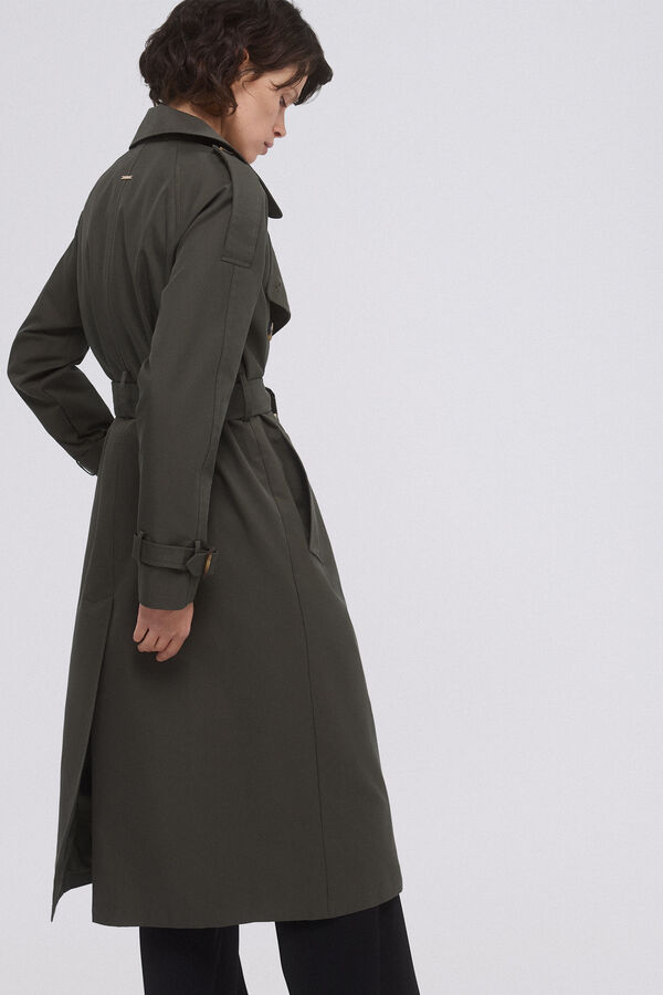 Pedro del Hierro Trench coat longo com cinto Verde