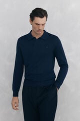 Pedro del Hierro Johnny neck sweater in merino wool and cashmere Blue
