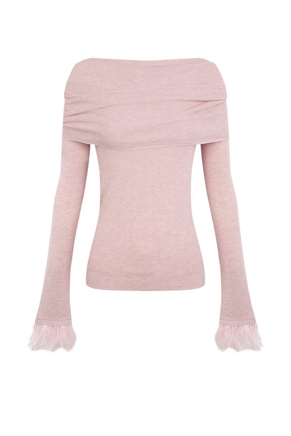 Pedro del Hierro Feather jersey cuff Pink