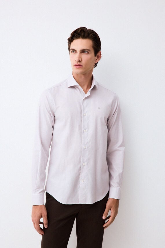 Camisa vestir micro cuadros non iron + antimanchas slim fit