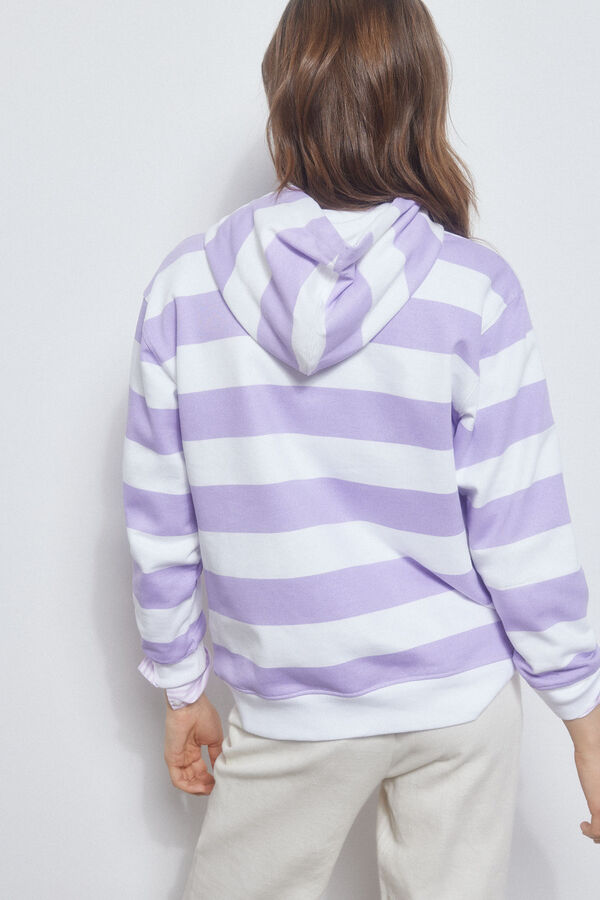 Pedro del Hierro Striped logo hoodie Purple