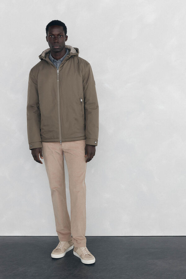 Pedro del Hierro Zip fastening jacket with hood Beige