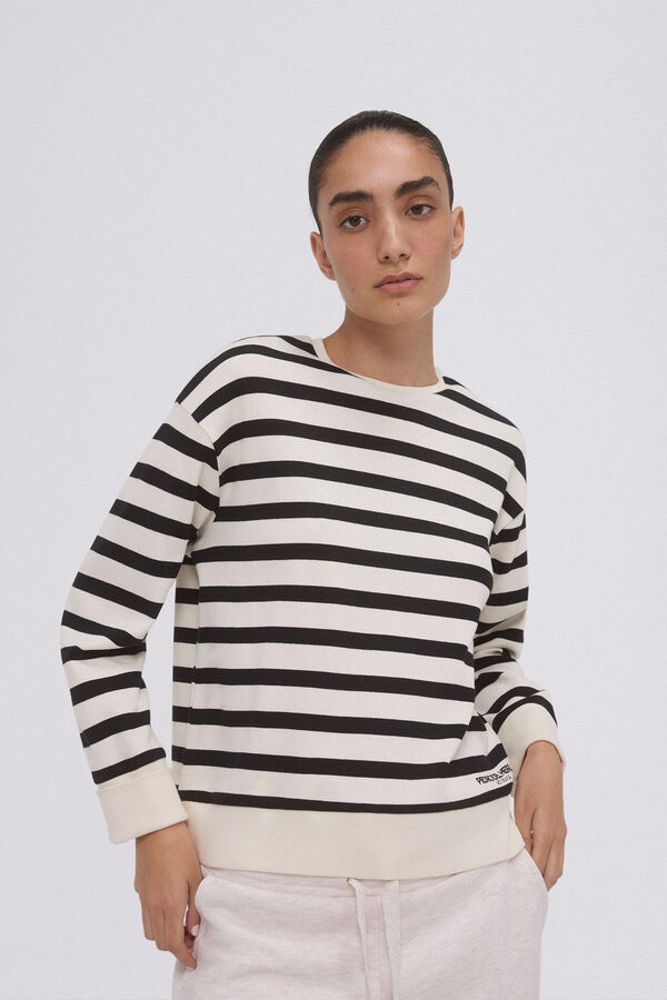 Pedro del Hierro Sweatshirt às riscas com logo Preto