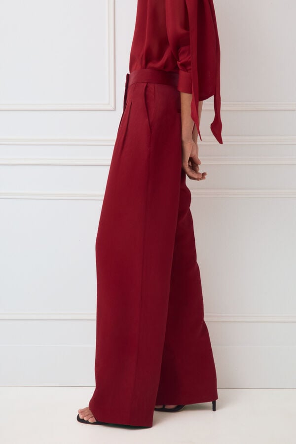 TFP by Tamara Falc&oacute; Red satin-finish trousers Red