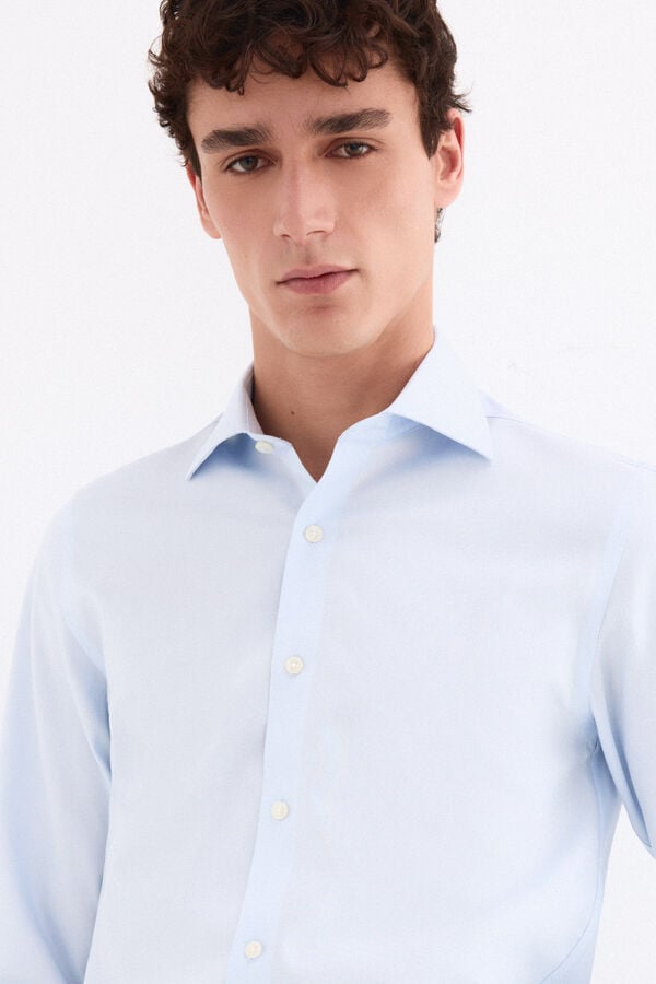 Pedro del Hierro Non-iron stain-resistant French cuff shirt Blue