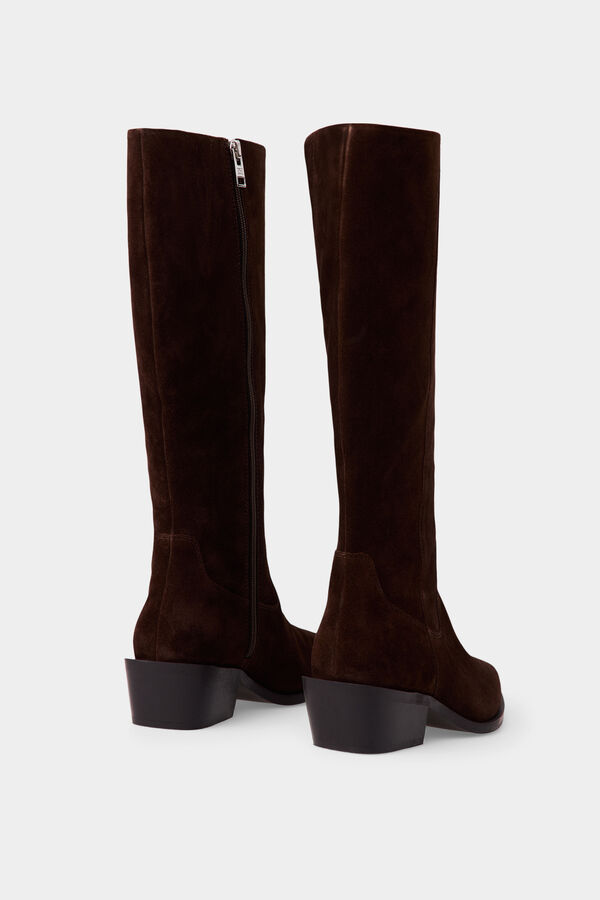 Pedro del Hierro Suede high heel riding boot Brown