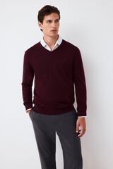 Pedro del Hierro Premium cotton silk cashmere knit jumper Burgundy