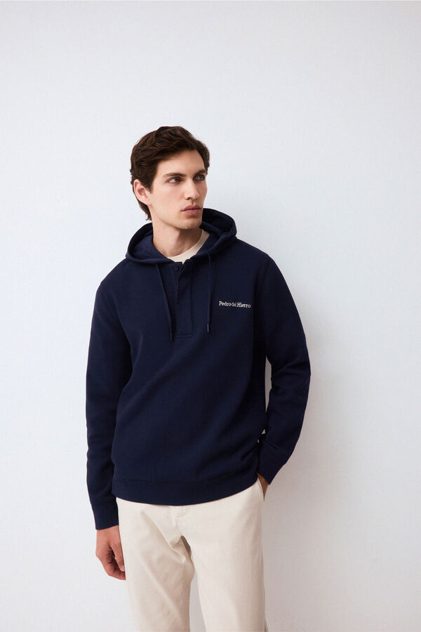 Pedro del Hierro Hooded logo sweatshirt Blue