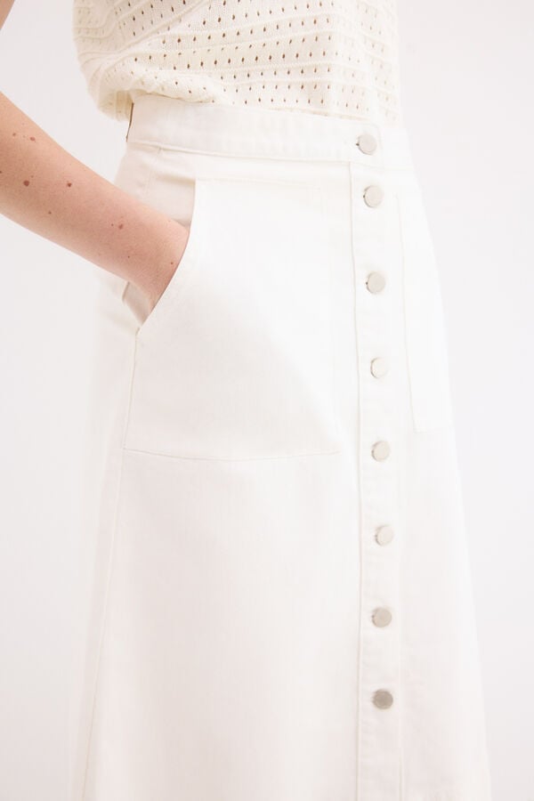 Pedro del Hierro Saia evas&ecirc; em denim Ecru