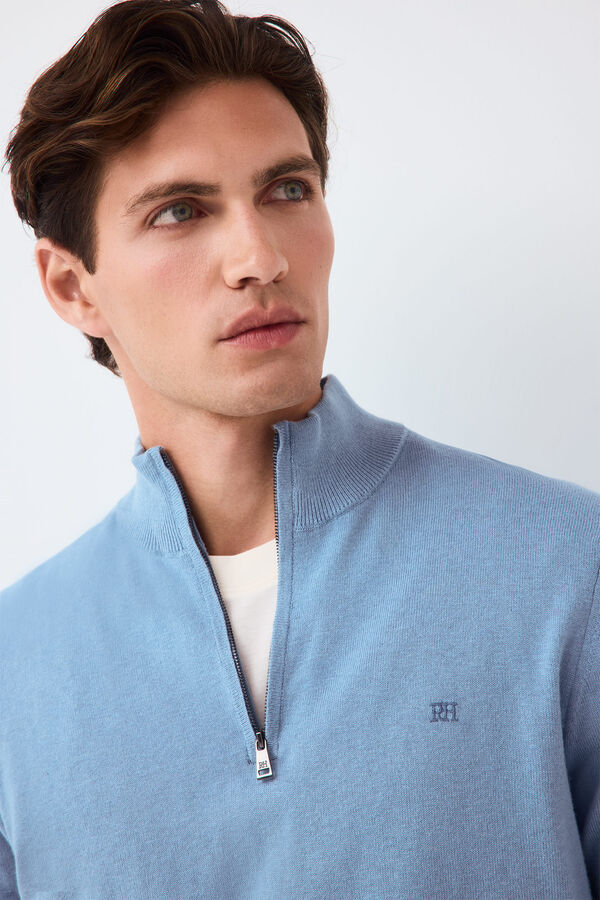 Pedro del Hierro Premium cotton silk cashmere knit jumper Blue