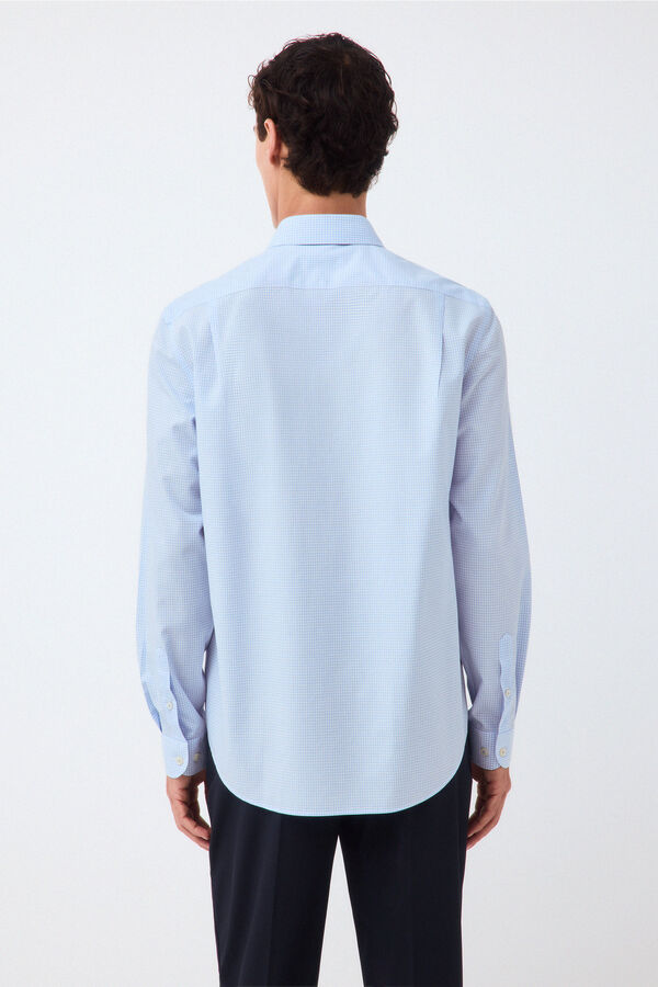 Pedro del Hierro Easy-iron plaid dress shirt Blue